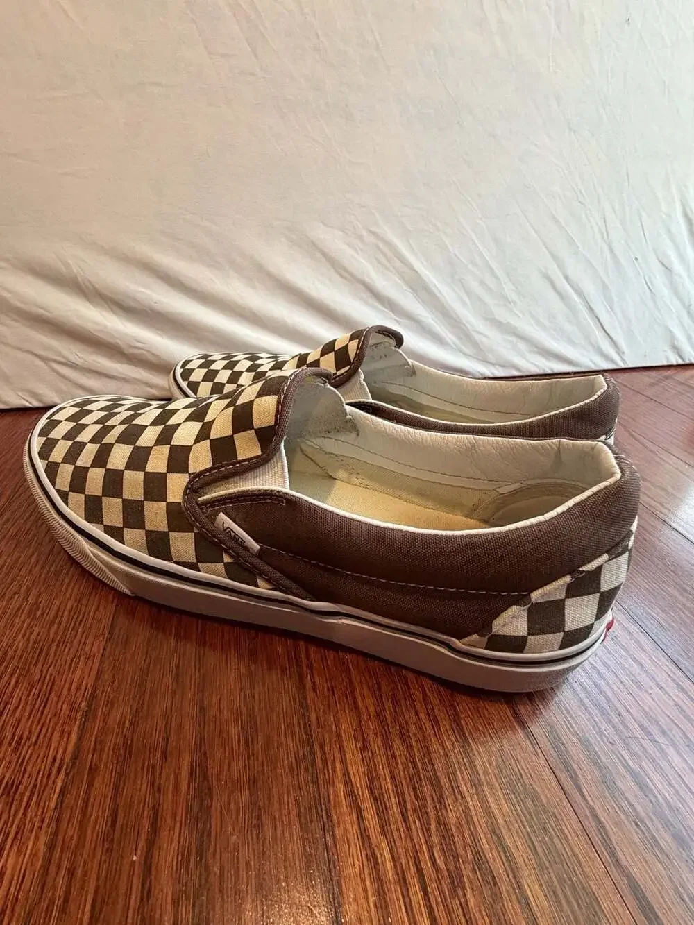 Vans Classic Slip-On Checkerboard Brown Canvas Sneakers